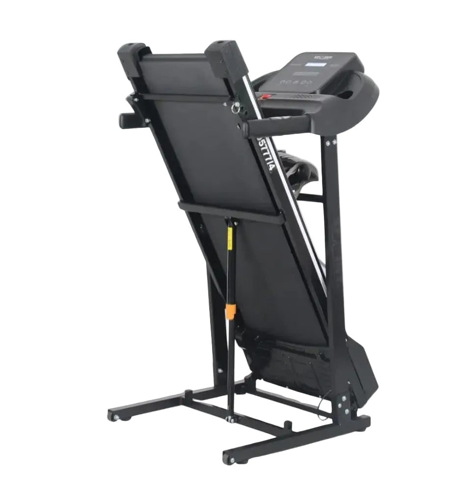 Black treadmill on a white background